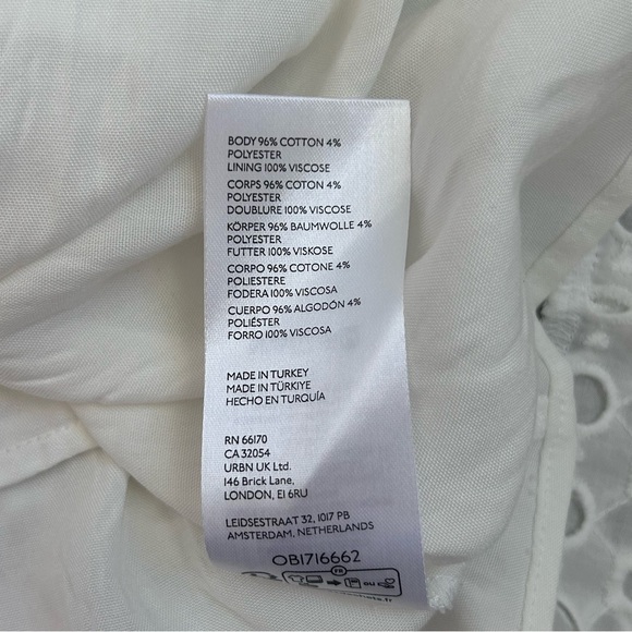 Anthropologie Maeve White Eyelet Puff Sleeve Smocked Waist Mini Dress Size 0 - Picture 13 of 15